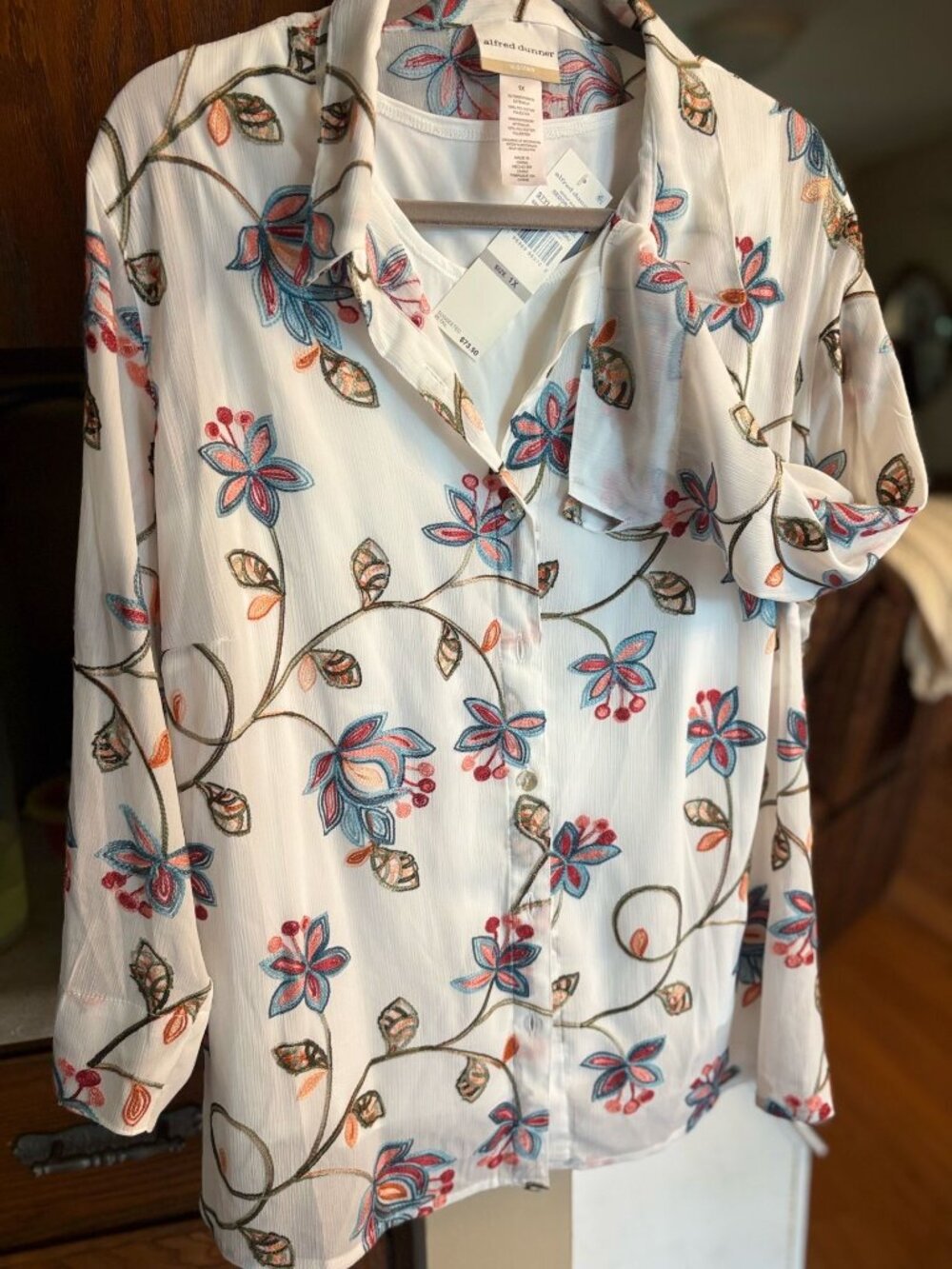 NWT Alfred Dunner Sedona Embroidered 2-Piece Blouse & Tank Set 1X